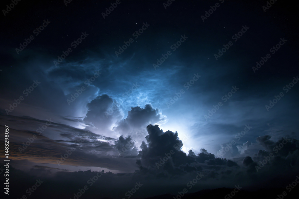 Naklejka premium 015-049-Clouds-533-Silhouette_of_glowing_clouds_at_the_edge_of_nigh