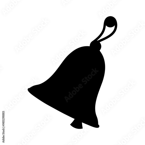 Black Silhouette of a Classic Bell Perfect for Holiday Season Decoration