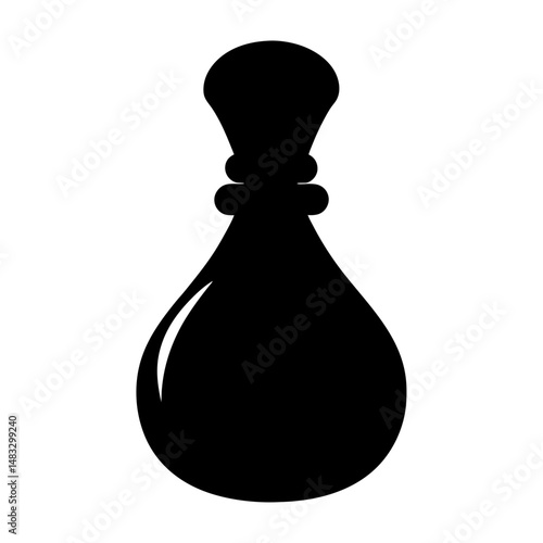Simple black silhouette of a potion bottle or magic elixir container