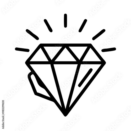 Diamond with Radiance Icon Representing Luxury, Brilliance, and High-Value Gemstone