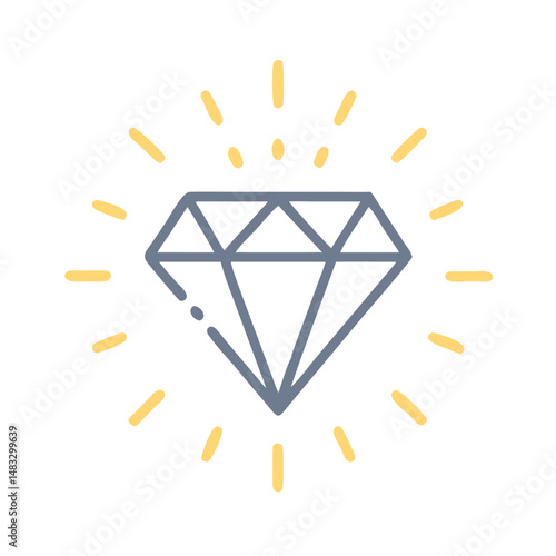 Diamond with Radiance Icon Representing Luxury, Brilliance, and High-Value Gemstone