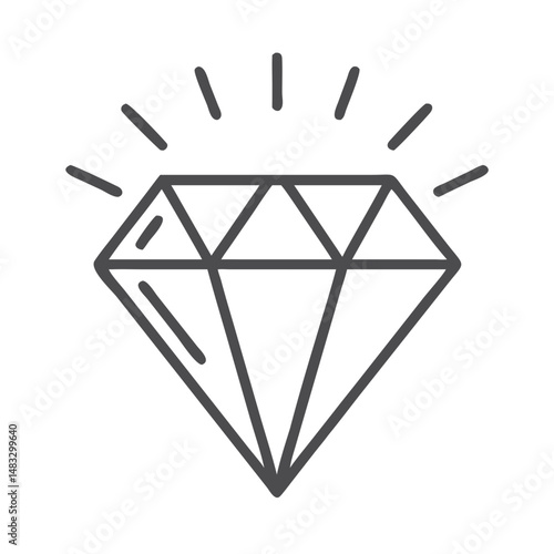 Diamond with Radiance Icon Representing Luxury, Brilliance, and High-Value Gemstone
