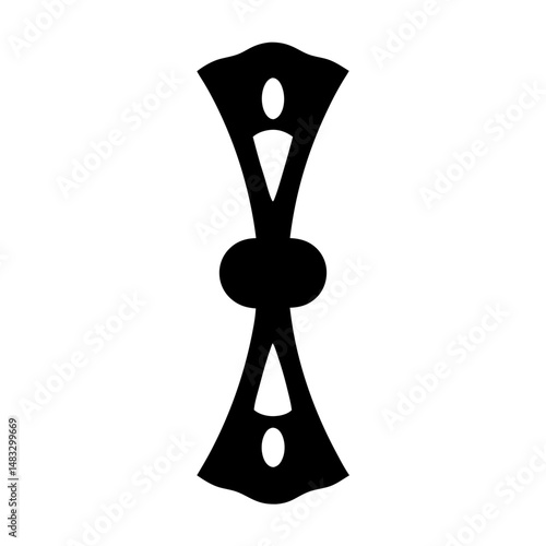 Stylized Hourglass Shape in Black Silhouette with Elongated Triangular Elements