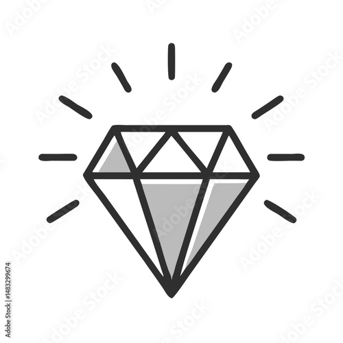Diamond with Radiance Icon Representing Luxury, Brilliance, and High-Value Gemstone