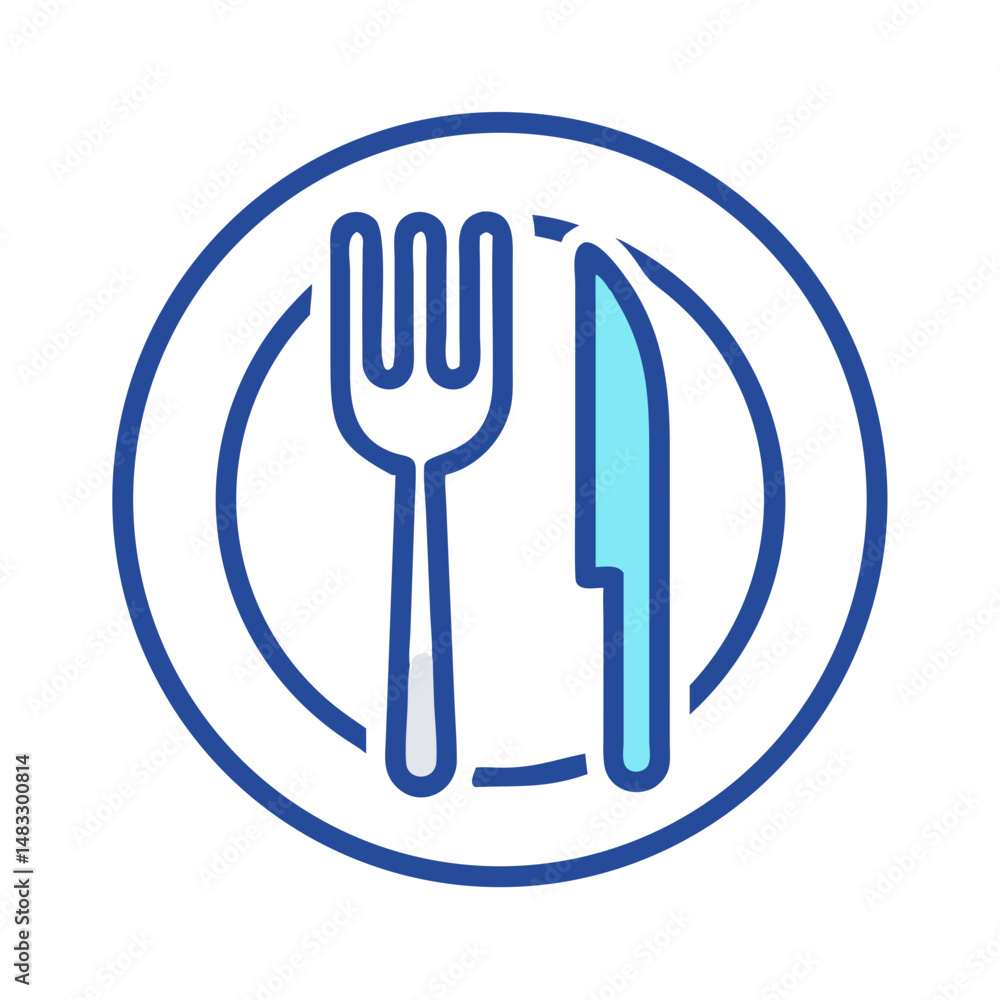Fork and Knife Symbol Representing Dining, Food, and Restaurant Services Fork and Knife Symbol Representing Dining, Food, and Restaurant Services