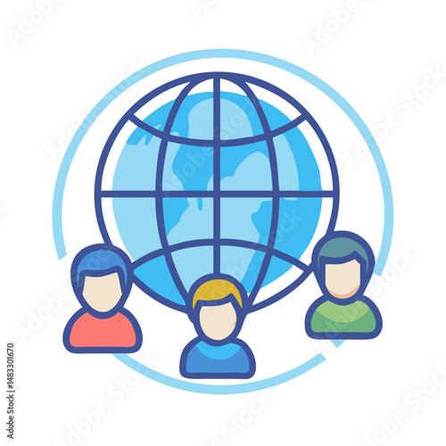 Global Team Communication Symbol Representing International Collaboration and Remote Connectivity