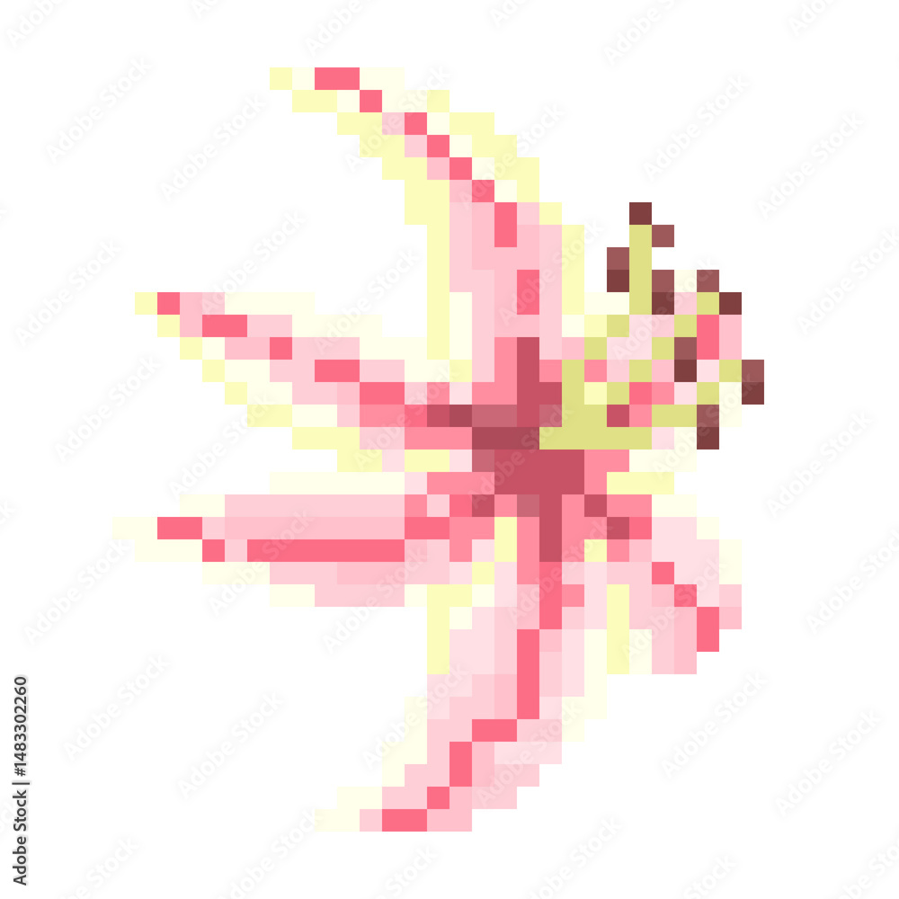 Fototapeta premium Pixelated lily Tropical Flower