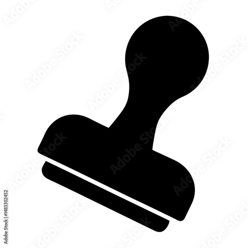 Simple black silhouette of a rubber stamp on a white background