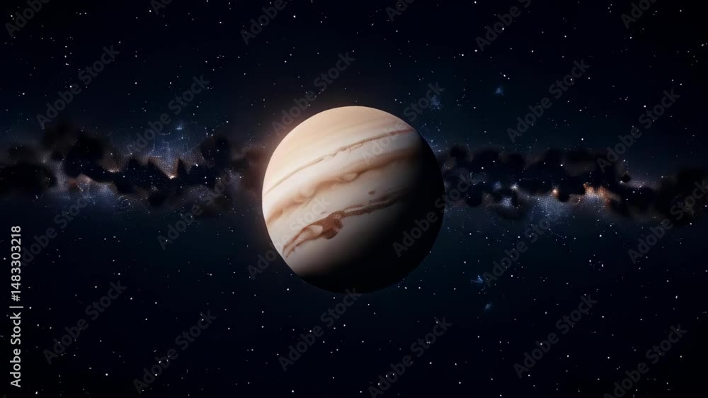 Jupiter planet surrounded by stars in the dark space at night Jupiter planet surrounded by stars in the dark space at night