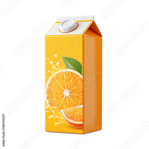 Orange Juice Carton Packaging Design , isolated on white background png