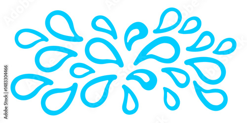 Colorful vector banner of many water drops on a white isolated background