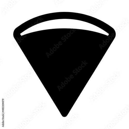 Stylized Black Silhouette of a Diamond or WiFi Signal Icon with Curved Top