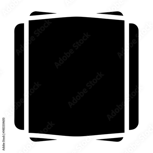 Black square with rounded corners surrounded by a thinner white frame layer