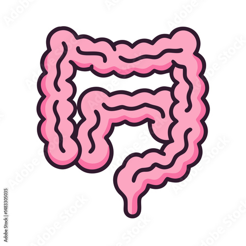 Large Intestine Digestive Organ Icon Representing Human Anatomy and Digestive System