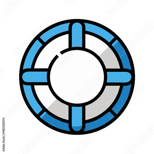 Lifebuoy Safety Ring Icon Representing Water Safety and Rescue Equipment