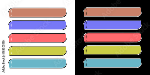 Colorful Rounded Tab Icon Pack – Modern UI Element Set for Dark and Light Mode Interfaces, Minimal Flat Design Buttons for Web and Mobile Apps