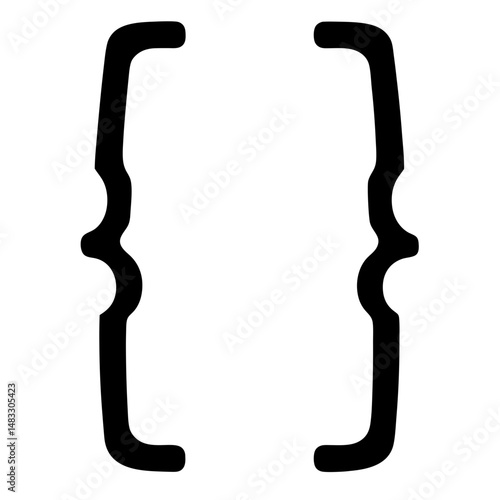 Stylized black curly braces on a white background inviting content within
