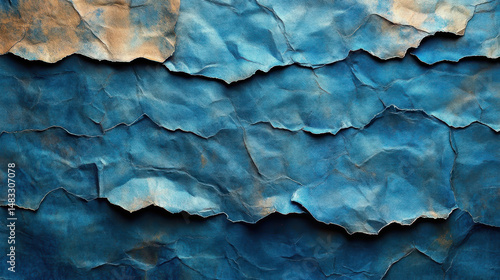Wallpaper Mural Vintage Blue Paper Texture with Layered Torn Edges Creating Rustic Aesthetic Background Torontodigital.ca