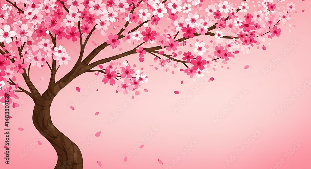 Fototapeta premium Pink Blossom Dream: A Digital Painting