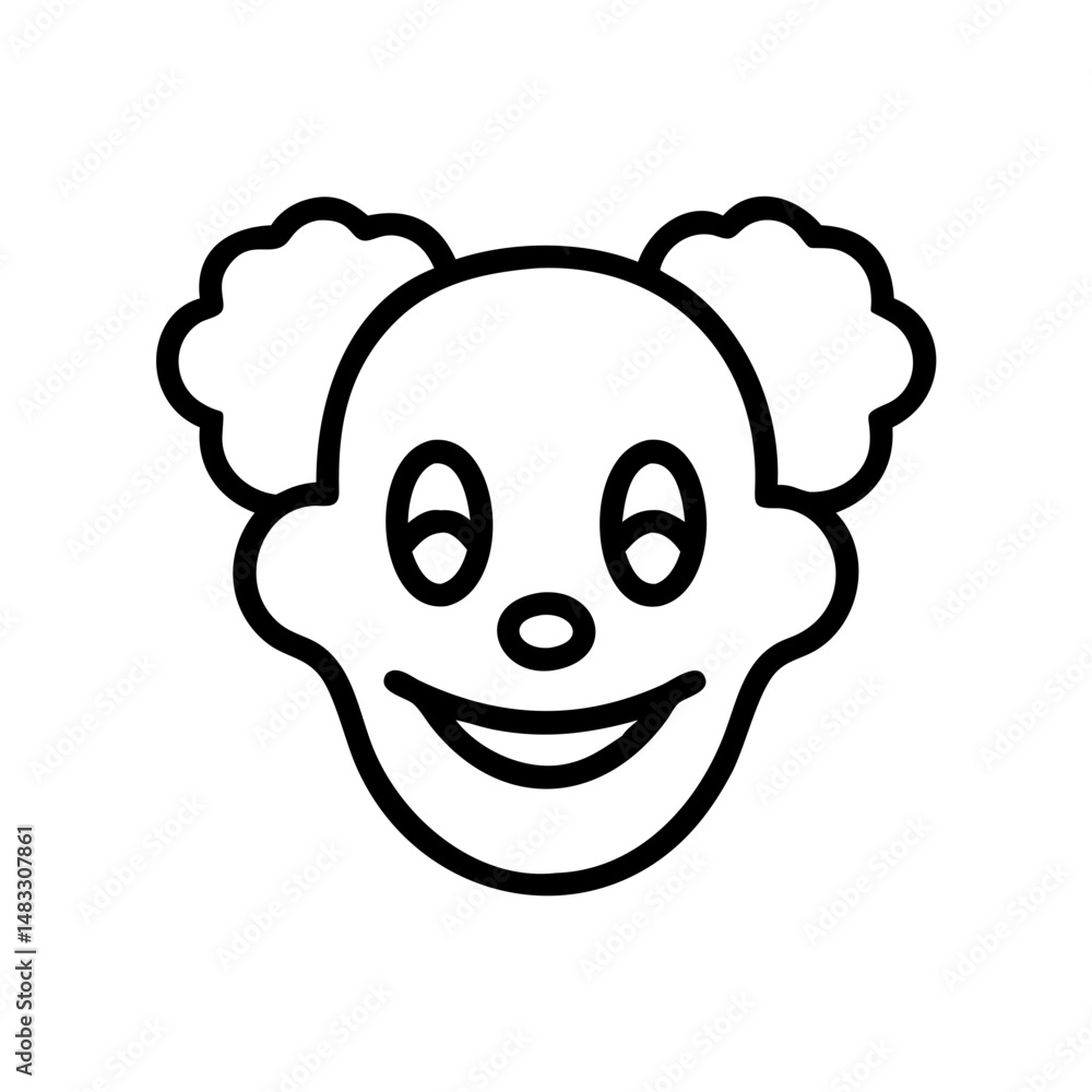 Fototapeta premium Cartoon clown face illustration with cheerful expression