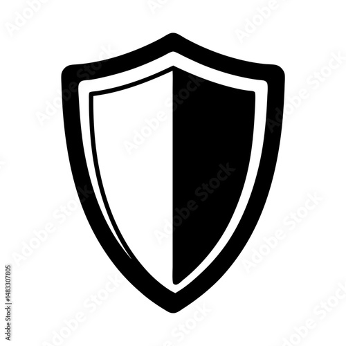Black and white shield divided down the middle for safety and protection