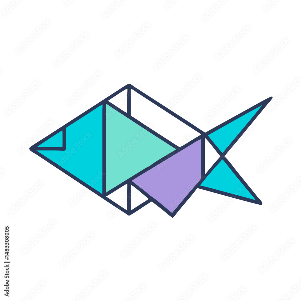 Origami Fish Icon Design Representing Paper Craft and Aquatic Life Origami Fish Icon Design Representing Paper Craft and Aquatic Life