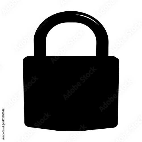 A simple black padlock object signifying security and safety and confidentiality