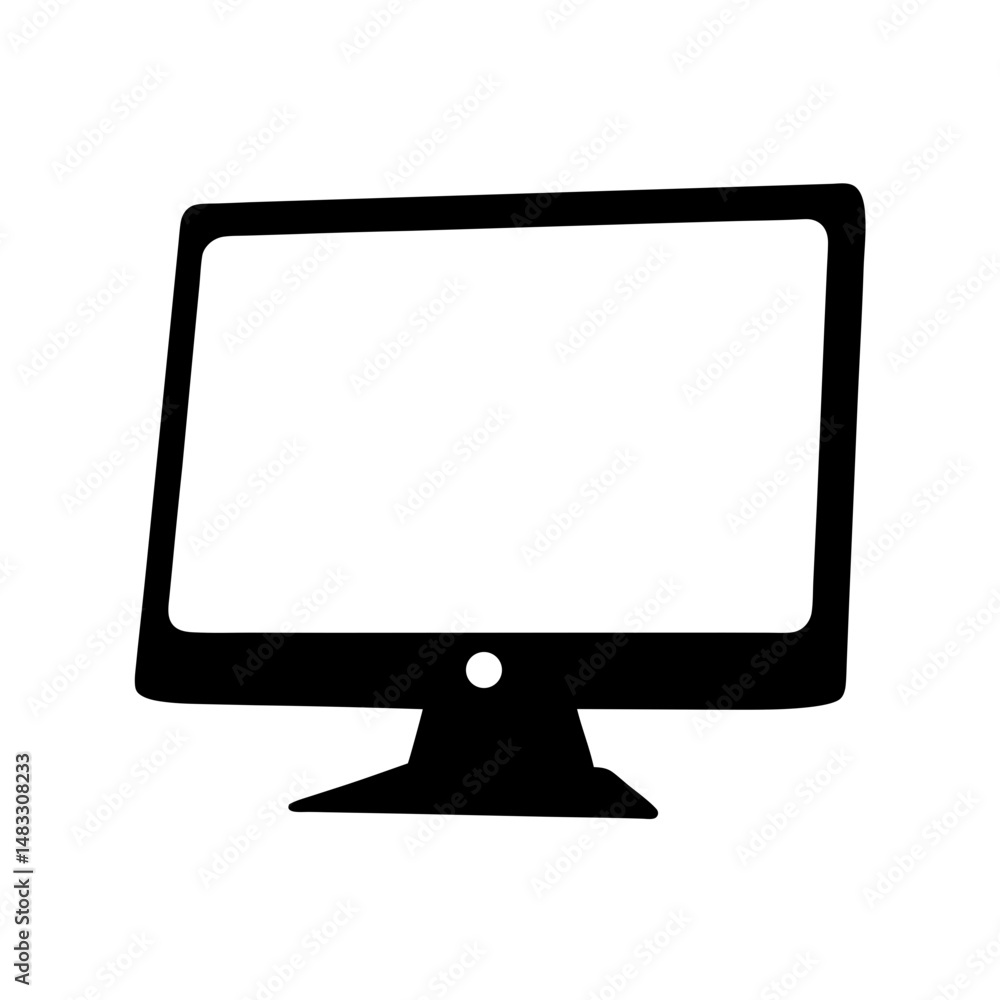 Stylized Icon of a Computer Monitor with a Blank Screen Display Stylized Icon of a Computer Monitor with a Blank Screen Display