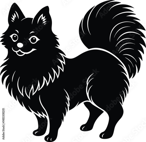 Pomeranian Silhouette With Fluffy Tail