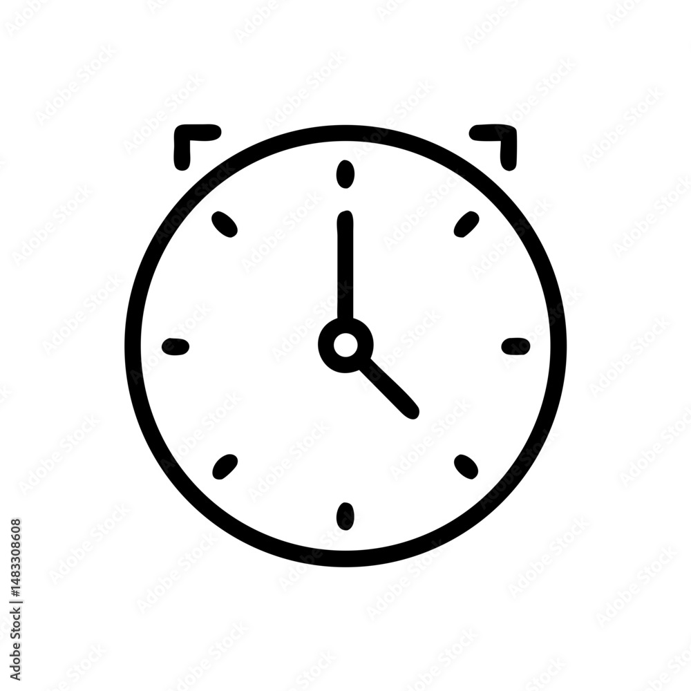 Alarm clock illustration showing hands at midnight  