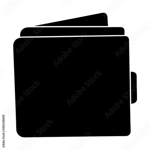 Simple Black Wallet Illustration on a White Background with Rounded Corners