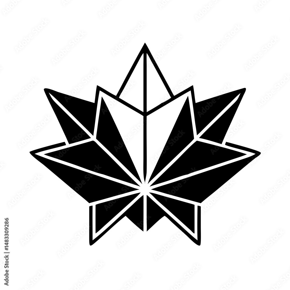Obraz premium Origami Maple Leaf Icon Representing Paper Art and Nature Symbolism