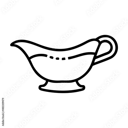 Line drawing of a gravy boat for serving sauces  