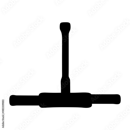 Black silhouette of a Thandle socket wrench on a white background