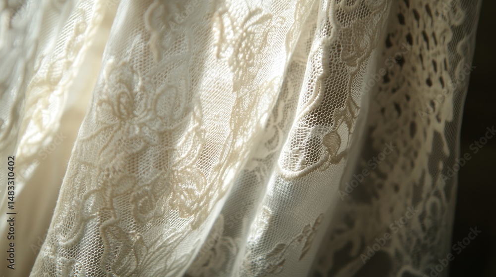 Obraz premium Creamy Lace Drapery: A Textural Delight