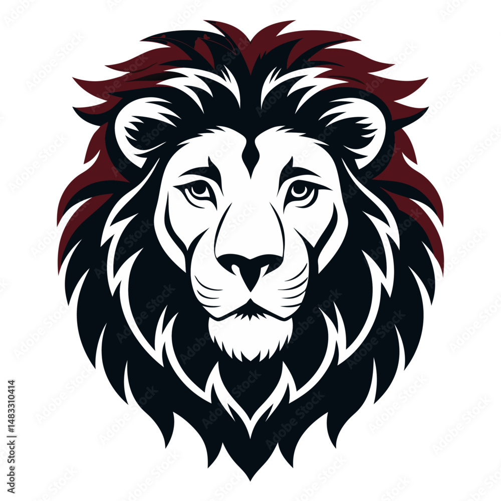Fototapeta premium Lion silhouette vector Style with white background