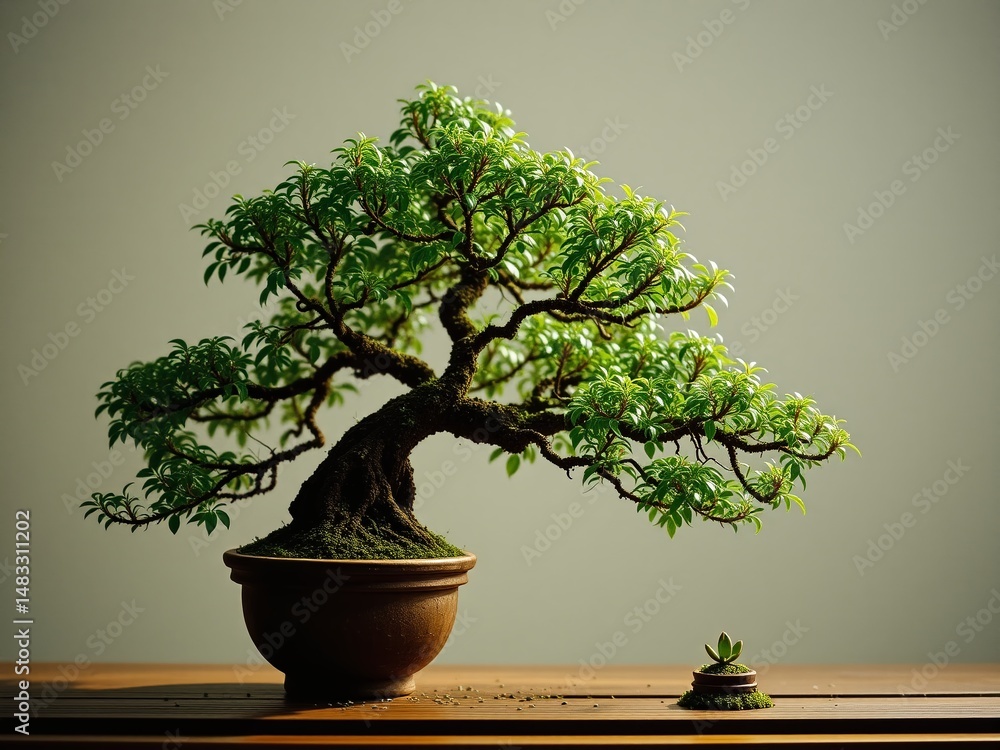 Exquisite Gilded Fig Bonsai, Artistic Detail Exquisite Gilded Fig Bonsai, Artistic Detail