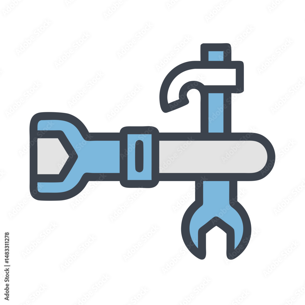 Pipe with Wrench Icon Representing Plumbing and Repair Tools Pipe with Wrench Icon Representing Plumbing and Repair Tools