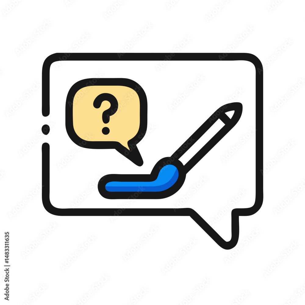 Question Dialog Box with Paintbrush Icon Representing Creative Support and Design Assistance Question Dialog Box with Paintbrush Icon Representing Creative Support and Design Assistance