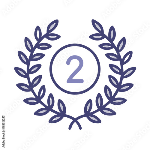 Second Place Laurel Wreath Icon Representing Silver Award and Achievement