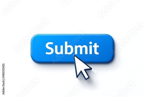 Vector icon of 'submit' button with cursor clicking, white background.