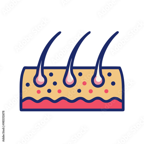 Skin with Hair Follicles Icon Representing Dermatology and Hair Growth