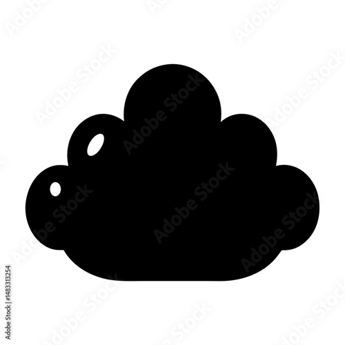 A black cloud, slightly stylized, isolated on a white background image