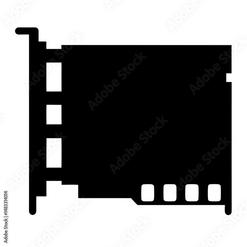 Black and white PCI Express card silhouette for computer graphics processing
