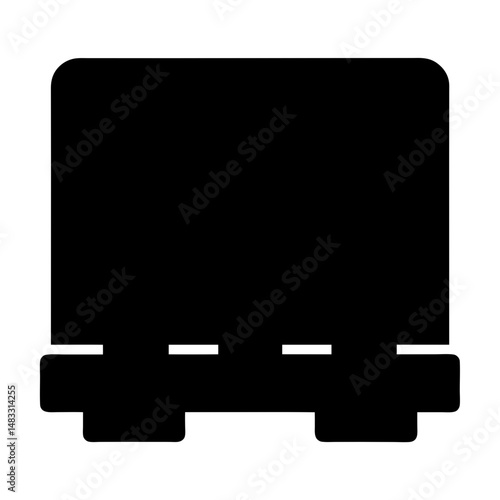 Silhouette of a semi truck trailer viewed from the front perspective
