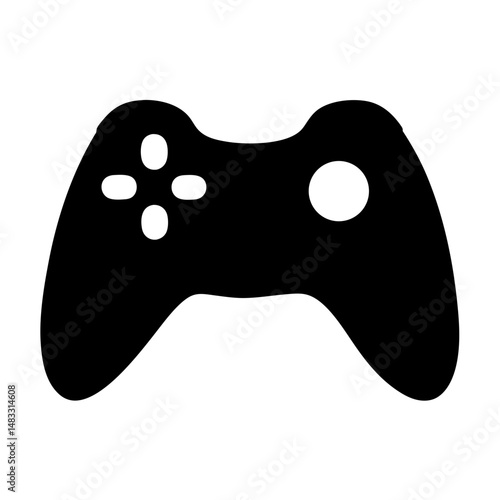 Silhouette of a modern video game controller on a clean white background