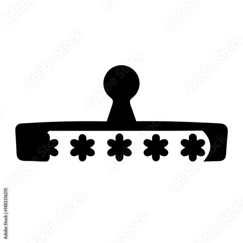 Black silhouette icon of a stamp with asterisk symbols for censored text