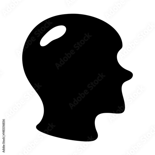 Silhouette of a human head with a shiny spot illustration