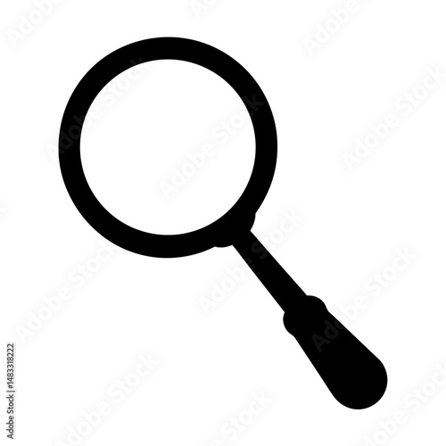 Illustration of a Simple Black Magnifying Glass on a White Background