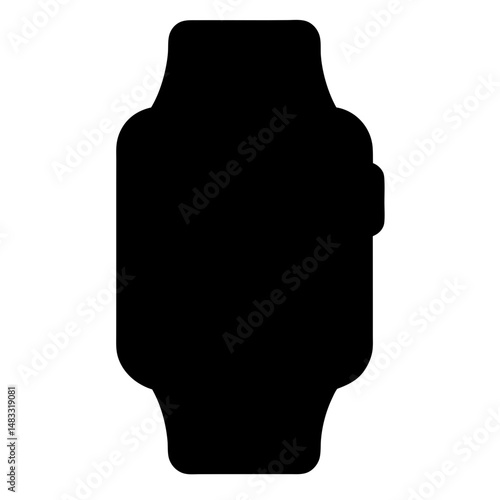 Minimalist silhouette of a generic smartwatch design on white background display